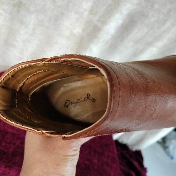 Qupid Cognac Pull On Ankle Booties Size 5.5 - Picture 7 of 8